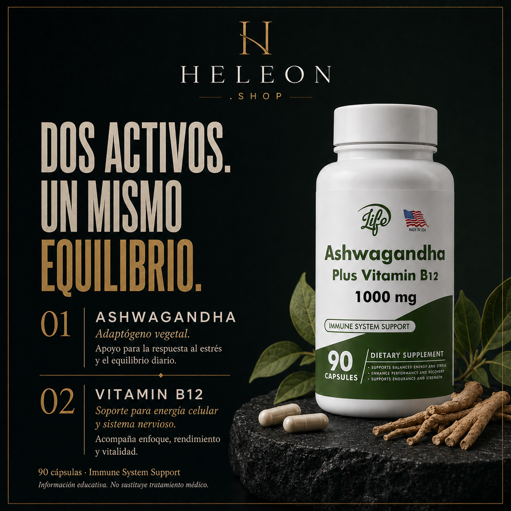 Ashwagandha + Vitamina B12 1000mg (90 Cápsulas)