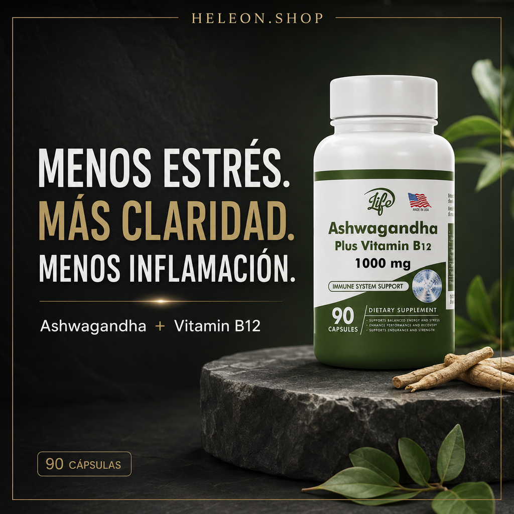 Ashwagandha + Vitamina B12 1000mg (90 Cápsulas)