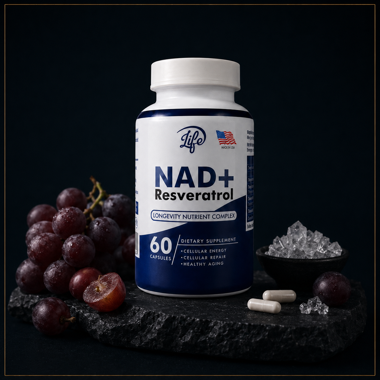 NAD+ Resveratrol — Energía y Antienvejecimiento 60 Cápsulas